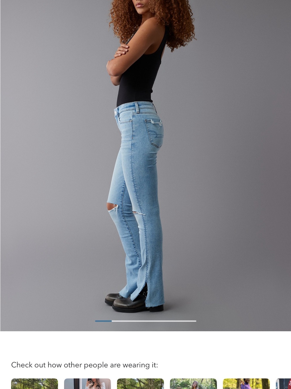 American Eagle Outfitters Light Blue Distressed Flare Jeans